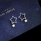 925 Sterling Silver Star Dangle Earring 1 Pair - Stud Earring - Cutout Star - Silver - One Size