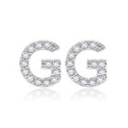 Simple Fashion Letter G Cubic Zircon Stud Earrings Silver - One Size