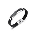 Simple And Fashion Plated Black Geometric Rectangular 316l Stainless Steel Silicone Bracelet Black - One Size