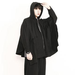 Batwing-sleeve Zip-up Hoodie