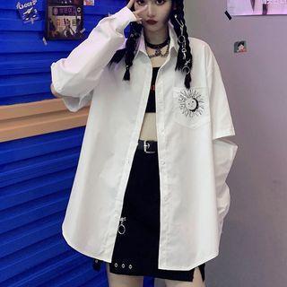 Detachable Sleeve Print Shirt