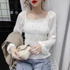 Balloon-sleeve Crinkle Blouse