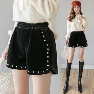 Rivet Velvet Wide-leg Shorts