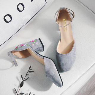 Block-heel Floral Sandals