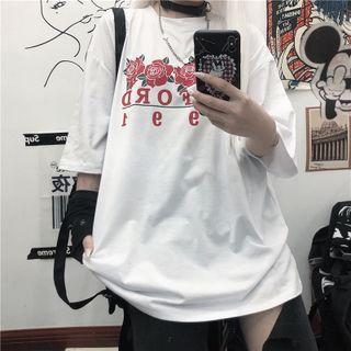 Short Sleeve Rose Print T-shirt
