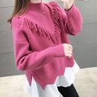 Mock-turtleneck Tasseled Sweater
