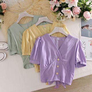 V Collar Bow Top