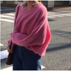 Plain Bat-wing Oversize Sweater Pink - One Size