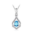 Fashion 925 Sterling Silver Pendant With Blue Cubic Zircon And Necklace