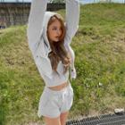 Cutout-side Cropped Zip-up Hoodie