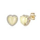 Simple Plated Champagne Gold Heart Stud Earrings With Austrian Element Crystal Champagne - One Size