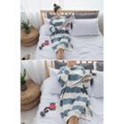 Slit-sided Striped Long Pullover