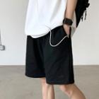 Letter Embroidered Drawstring-waist Shorts