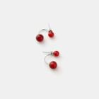 Bead Swing Earring 1 Pair - Silver & Red - One Size