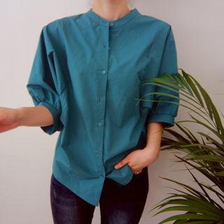 Round-neck Balloon-sleeve Blouse