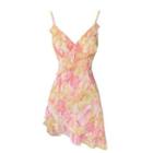 Spaghetti Strap Floral Print Ruffled A-line Dress (various Designs)