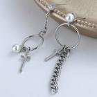 Cross Chained Asymmetrical Alloy Fringed Earring 1 Pair - Silver - One Size