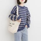 Striped Long-sleeve Knit Top Stripe - Blue & Gray - One Size