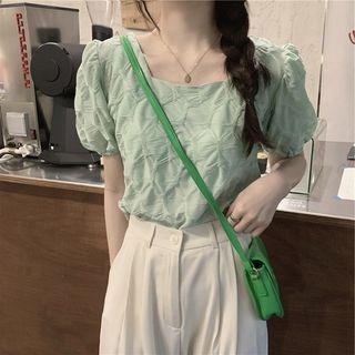 Puff Sleeve Square-neck T-shirt