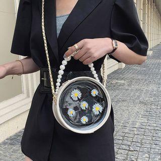 Clear Panel Round Crossbody Bag