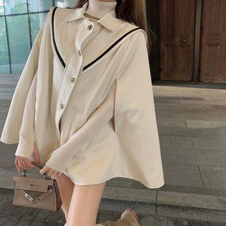 Sailor Collar Cape / Turtleneck Knit Top