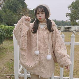 Furry Oversized Hoodie Khaki - One Size