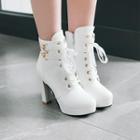 Lace-up High Heel Short Boots