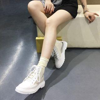 Transparent Panel Lace-up Short Boots