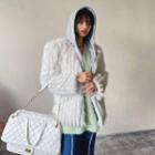 Contrast-hooded Faux-fur Jacket White - One Size