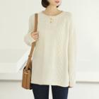 Henley-neck Cable-knit Top