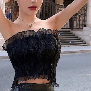Shirred Mesh Tube Top
