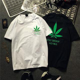 Couple Matching Leaf Print T-shirt