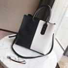 Faux-leather Two Tone Hand Bag