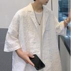 Short-sleeve Embossed Plain Blazer