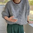 Angora Wool Blend Cable-knit Sweater