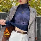 Fleece-lined Cowl-neck Plain Top