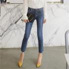 Washed Cropped Straight-cut Jeans