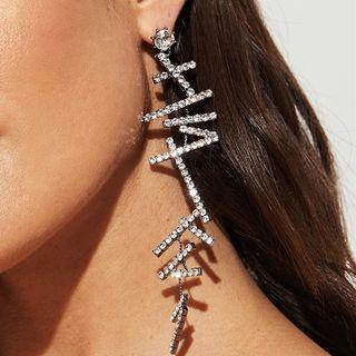 Rhinestone Dangle Earring 1 Pair - Gunmetal Black - One Size