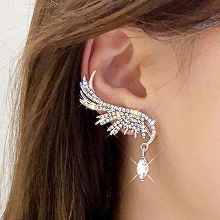 Rhinestone Wing Earring 1 Pair - One Size