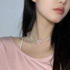 Flower Faux Crystal Choker Crystal Flower Necklace - Transparent - One Size