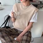 Round-neck Ribbed Sweater Vest