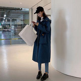 Pocket Detail Hooded Long Coat