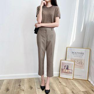 Plain Tapered Cropped Dress Pants