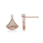 925 Sterling Silver Plated Rose Gold Love Skirt Cubic Zircon Stud Earrings Rose Gold - One Size