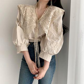 Crochet Applique Plain Blouse