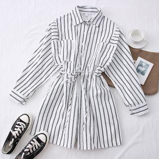 Tie-waist Striped Playsuit White - One Size