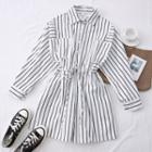 Tie-waist Striped Playsuit White - One Size