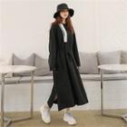 Contrast-trim Tie-waist Maxi Dress