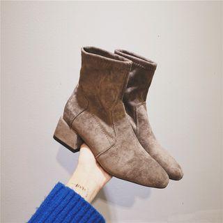 Low-heel Velvet Short Boots