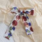 Floral Print Hair Tie White & Blue & Brown - One Size